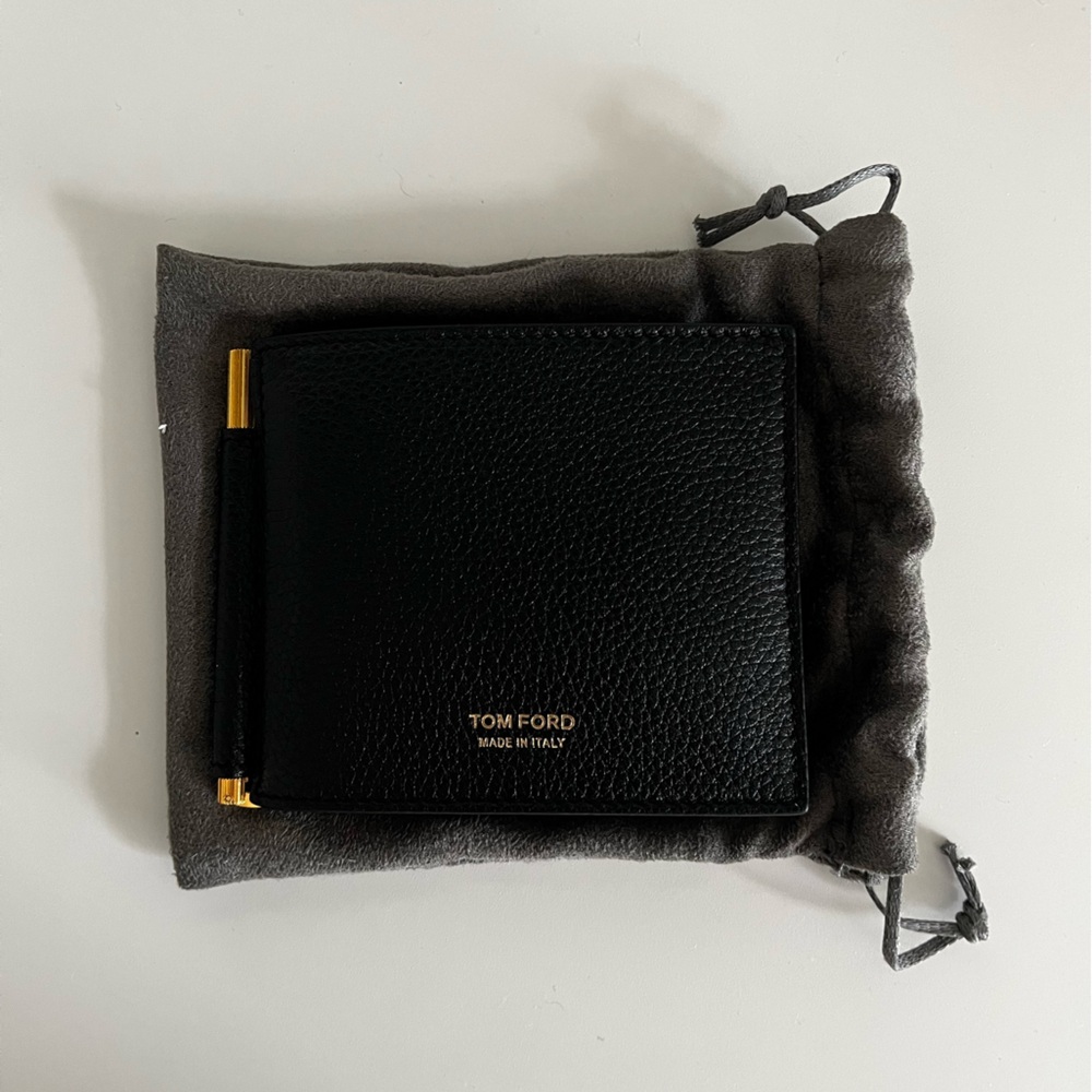Tom Ford Black and Gold Leather Wallet
